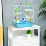 PawHut Extra Large 23" Hamster Cage with Tubes, Tunnels, Carry Handles, 5-Tier, Light Blue - Image 8