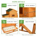 Extra Large Chicken Coop, Outdoor Hen House Poultry Cage with Removable Tray, Hen House Quail Hutch for Outdoor Backyard, Orange - Image 7