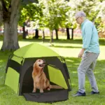 Extra Large Dog Portable Camping Tent with Carrying Bag for Beach Backyard Home in Green - Image 2