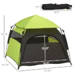 Extra Large Dog Portable Camping Tent with Carrying Bag for Beach Backyard Home in Green - Image 3