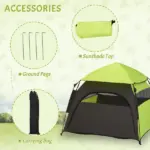 Extra Large Dog Portable Camping Tent with Carrying Bag for Beach Backyard Home in Green - Image 7