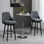Extra Tall Bar Stools Set of 2 Modern 360 Swivel Dining Room Chairs Steel Legs Dark Gray - Image 2