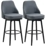 Extra Tall Bar Stools Set of 2 Modern 360 Swivel Dining Room Chairs Steel Legs Dark Gray - Image 11