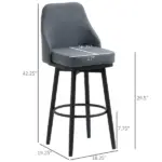 Extra Tall Bar Stools Set of 2 Modern 360 Swivel Dining Room Chairs Steel Legs Dark Gray - Image 3