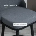 Extra Tall Bar Stools Set of 2 Modern 360 Swivel Dining Room Chairs Steel Legs Dark Gray - Image 7