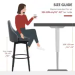 Extra Tall Bar Stools Set of 2 Modern 360 Swivel Dining Room Chairs Steel Legs Dark Gray - Image 8