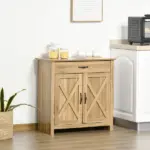 Farmhouse Buffet Cabinet Barn Door Style Sideboard for Kitchen Living Room Entryway Natural Wood Effect - Image 2