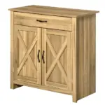 Farmhouse Buffet Cabinet Barn Door Style Sideboard for Kitchen Living Room Entryway Natural Wood Effect - Image 11