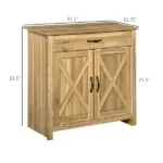 Farmhouse Buffet Cabinet Barn Door Style Sideboard for Kitchen Living Room Entryway Natural Wood Effect - Image 3