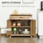 Farmhouse Buffet Cabinet Barn Door Style Sideboard for Kitchen Living Room Entryway Natural Wood Effect - Image 4