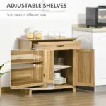 Farmhouse Buffet Cabinet Barn Door Style Sideboard for Kitchen Living Room Entryway Natural Wood Effect - Image 5