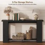 Farmhouse Console Table, 63 Inch Narrow Entryway Table with Thickened Tabletop for Living Room, Hallway, Distressed Black - Image 5