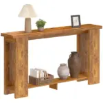 Farmhouse Console Table, 63 Inch Narrow Entryway Table with Thickened Tabletop for Living Room, Hallway, Distressed Brown - Image 11