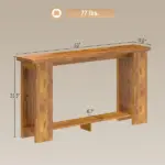 Farmhouse Console Table, 63 Inch Narrow Entryway Table with Thickened Tabletop for Living Room, Hallway, Distressed Brown - Image 3