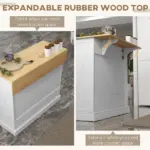 Farmhouse Kitchen Island Cart with Drop Leaf Breakfast Bar, 2 Drawers, Adjustable Shelves, White Wood - Image 4