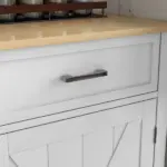 Farmhouse Kitchen Island Cart with Drop Leaf Breakfast Bar, 2 Drawers, Adjustable Shelves, White Wood - Image 9