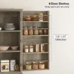 Farmhouse Kitchen Pantry, 72" Tall Pantry Cabinet with 4 Barn Doors, 4 Adjustable Shelves and 8 Door Shelves, Gray Wash - Image 5
