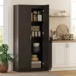 Farmhouse Pantry Cabinet, 71" Tall Kitchen Pantry Storage Cabinet with Soft-Close Hinges, Adjustable Shelves, Dark Brown - Image 2