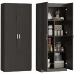Farmhouse Pantry Cabinet, 71" Tall Kitchen Pantry Storage Cabinet with Soft-Close Hinges, Adjustable Shelves, Dark Brown - Image 11