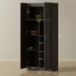 Farmhouse Pantry Cabinet, 71" Tall Kitchen Pantry Storage Cabinet with Soft-Close Hinges, Adjustable Shelves, Dark Brown - Image 3