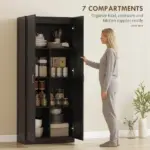 Farmhouse Pantry Cabinet, 71" Tall Kitchen Pantry Storage Cabinet with Soft-Close Hinges, Adjustable Shelves, Dark Brown - Image 4