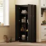Farmhouse Pantry Cabinet, 71" Tall Kitchen Pantry Storage Cabinet with Soft-Close Hinges, Adjustable Shelves, Dark Brown - Image 9
