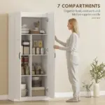 HOMCOM Farmhouse Pantry Cabinet, 71 Inch Tall Kitchen Pantry Storage Cabinet with Soft-Close Hinges, Adjustable Shelves, White - Image 4
