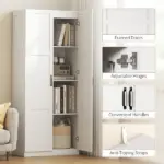 HOMCOM Farmhouse Pantry Cabinet, 71 Inch Tall Kitchen Pantry Storage Cabinet with Soft-Close Hinges, Adjustable Shelves, White - Image 7