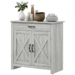 Farmhouse Sideboard Buffet Cabinet with Barn Doors, Drawer and Adjustable Shelf, Stone Gray