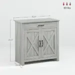 Farmhouse Sideboard Buffet Cabinet with Barn Doors, Drawer and Adjustable Shelf, Stone Gray - Image 3