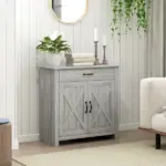 Farmhouse Sideboard Buffet Cabinet with Barn Doors, Drawer and Adjustable Shelf, Stone Gray - Image 8
