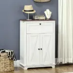 HOMCOM Farmhouse Sideboard Storage Cabinet, Doors and Drawer, for Kitchen, Living Room, 23.5"x11.75"x34.5", White - Image 2