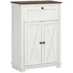 HOMCOM Farmhouse Sideboard Storage Cabinet, Doors and Drawer, for Kitchen, Living Room, 23.5"x11.75"x34.5", White - Image 11