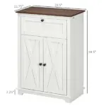 HOMCOM Farmhouse Sideboard Storage Cabinet, Doors and Drawer, for Kitchen, Living Room, 23.5"x11.75"x34.5", White - Image 3