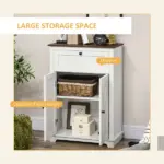 HOMCOM Farmhouse Sideboard Storage Cabinet, Doors and Drawer, for Kitchen, Living Room, 23.5"x11.75"x34.5", White - Image 4