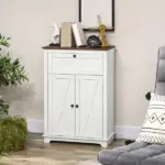 HOMCOM Farmhouse Sideboard Storage Cabinet, Doors and Drawer, for Kitchen, Living Room, 23.5"x11.75"x34.5", White - Image 10