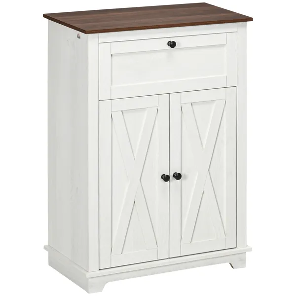farmhouse-sideboard-storage-cabinet-doors-and-drawer-for-kitchen-living-room-235x1175x345-white.webp HOMCOM Farmhouse Sideboard Storage Cabinet, Doors and Drawer, for Kitchen, Living Room, 23.5"x11.75"x34.5", White - Image 1