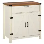 HOMCOM Farmhouse Style White Wooden Sideboard Kitchen Buffet Cabinet with Drawer and Shelf - Image 11