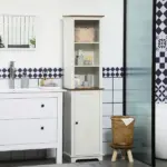 Farmhouse White Tall Bathroom Cabinet Door Adjustable Shelves 15.5x11.75x63 Storage - Image 11