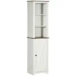 Farmhouse White Tall Bathroom Cabinet Door Adjustable Shelves 15.5x11.75x63 Storage