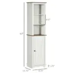 Farmhouse White Tall Bathroom Cabinet Door Adjustable Shelves 15.5x11.75x63 Storage - Image 3
