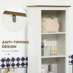 Farmhouse White Tall Bathroom Cabinet Door Adjustable Shelves 15.5x11.75x63 Storage - Image 6