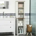 Farmhouse White Tall Bathroom Cabinet Door Adjustable Shelves 15.5x11.75x63 Storage - Image 7