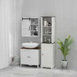 Farmhouse White Tall Bathroom Cabinet Door Adjustable Shelves 15.5x11.75x63 Storage - Image 10