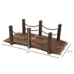 Outsunny Fir Garden Path: 5ft Wooden Bridge with Metal Railings for Ponds and Streams - Image 3