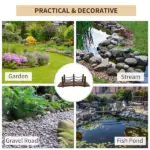 Outsunny Fir Garden Path: 5ft Wooden Bridge with Metal Railings for Ponds and Streams - Image 6