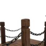 Outsunny Fir Garden Path: 5ft Wooden Bridge with Metal Railings for Ponds and Streams - Image 8