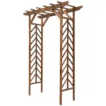 Outsunny Fir Wood Garden Arbor Arch Trellis Pergola Style Roof Climbing Vines Stained Wood 79 inch - Image 11