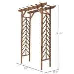 Outsunny Fir Wood Garden Arbor Arch Trellis Pergola Style Roof Climbing Vines Stained Wood 79 inch - Image 3
