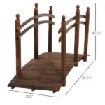Outsunny Fir Wood Walkway: 7.5ft Arched Garden Bridge with Side Railings for Streams - Image 3
